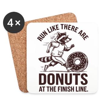 Laufe Wie Ein Marathonläufer, Wenn Donuts Am Ziel - Untersetzer (4er-Set) - Weiß - Vorne