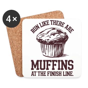 Courir comme des muffins à la ligne d’arrivée sont des marathoniens - Dessous de verre (lot de 4) - blanc - Devant