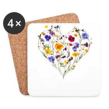 Heart of delicate blossoms - Spring-like - Coasters (set of 4) - white - Front