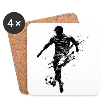 Footballer silhouette - footballer in motion - Coasters (set of 4) - white - Front
