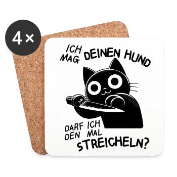 Süße Katze mit Messer – Niedlich, aber tödlich - Untersetzer (4er-Set) - Weiß - Vorne
