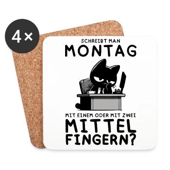 Genervte Bürokatze – Chef des inneren Kündigens - Untersetzer (4er-Set) - Weiß - Vorne