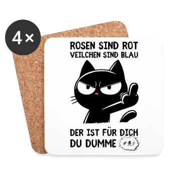 Mittelfinger-Katze – Mehr muss man nicht sagen - Untersetzer (4er-Set) - Weiß - Vorne