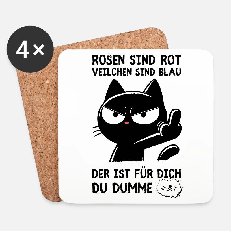 Mittelfinger-Katze – Mehr muss man nicht sagen - Untersetzer (4er-Set) - Weiß