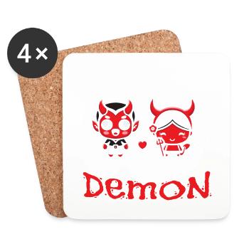 Wenn Ihr Dämon Sein Match Trifft! Lustiger Dämon - Untersetzer (4er-Set) - Weiß - Vorne