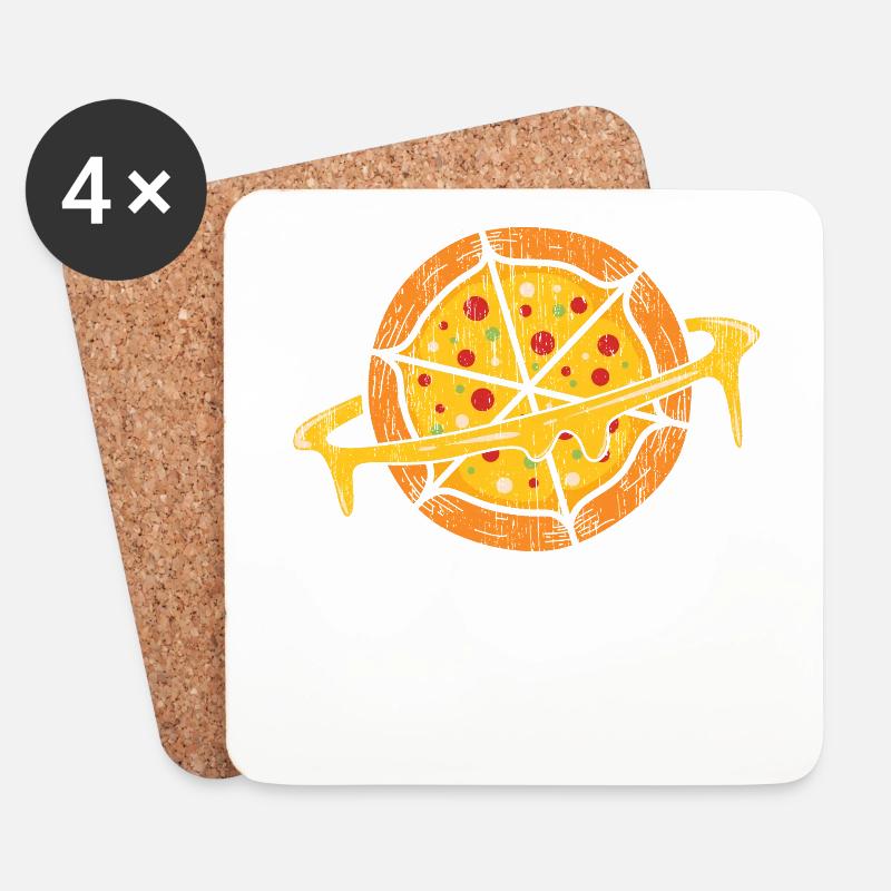 Drôle d’amoureux des planètes de l’espace, pizzaiolo - Dessous de verre (lot de 4) - blanc