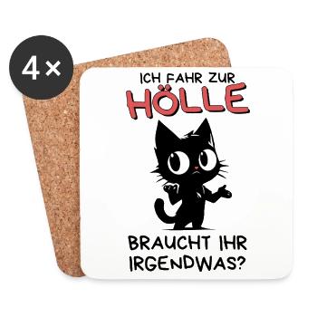 Ich fahr zur Hölle – Katze fragt höflich nach - Untersetzer (4er-Set) - Weiß - Vorne