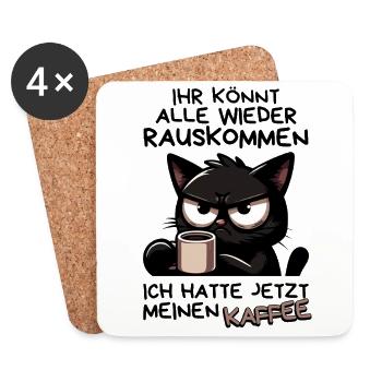 Kaffee zuerst – Dann dürft ihr wieder rauskommen - Untersetzer (4er-Set) - Weiß - Vorne