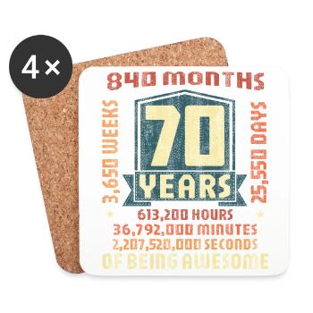 70 Jahre alt! Geburtstagsgeschenk 70. Geburtstag - Untersetzer (4er-Set) - Weiß - Vorne