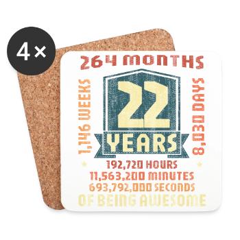 22 years old! Birthday Gift 22nd Birthday - Coasters (set of 4) - white - Front