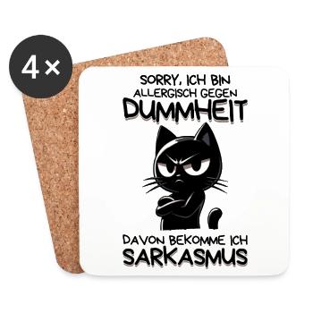 Allergisch gegen Dummheit – Katze mit Sarkasmus - Untersetzer (4er-Set) - Weiß - Vorne