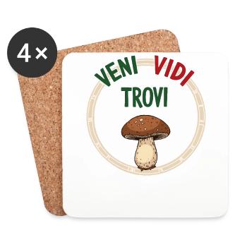 Outfit for mushroom picker with mountains porcini mushroom mushroom - Coasters (set of 4) - white - Front