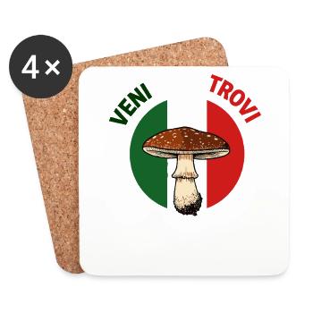 Outfit for mushroom picker with mountains porcini mushroom mushroom - Coasters (set of 4) - white - Front