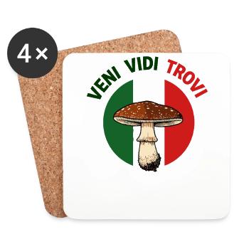 Outfit for mushroom picker with mountains porcini mushroom mushroom - Coasters (set of 4) - white - Front