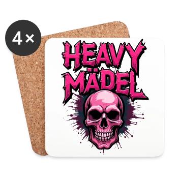 Biker Rocker, Heavy Rock, Punk, Hard Girl Metal - Untersetzer (4er-Set) - Weiß - Vorne