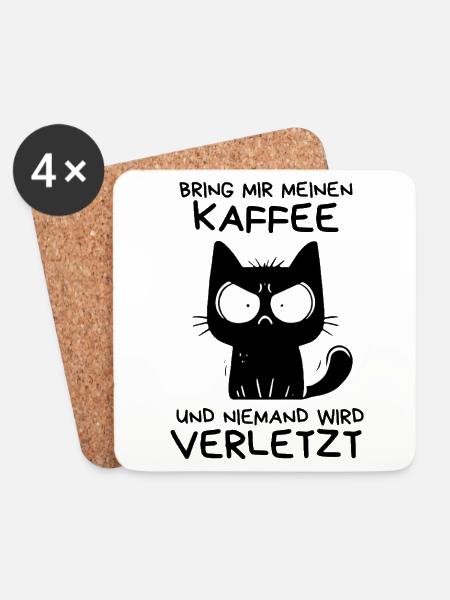 Ich hasse alles und jeden – schwarze Katze - Untersetzer (4er-Set) - Weiß