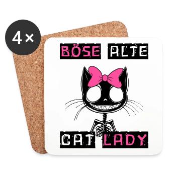 Boese alte Cat Lady Niedlich? Nein, nur gefährlich - Untersetzer (4er-Set) - Weiß - Vorne