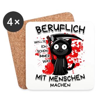 Beruflich wollte ich was mit Menschen machen Katze - Untersetzer (4er-Set) - Weiß - Vorne
