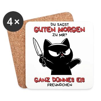Guten Morgen – Ganz dünnes Eis Design - Untersetzer (4er-Set) - Weiß - Vorne