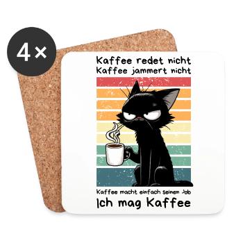 Genervte schwarze Katze mit Kaffee und Blick - Untersetzer (4er-Set) - Weiß - Vorne