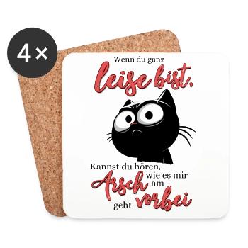 Wenn Du leiste bis Am Arsch vorbei Schwarze Katze - Untersetzer (4er-Set) - Weiß - Vorne