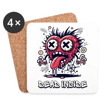 Dead Inside – Dead from Inside PopArt Heart Horror - Coasters (set of 4) - white - Front