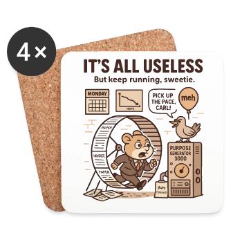 It's All Useless – Alles ist nutzlos Hamster - Coasters (set of 4) - white - Front
