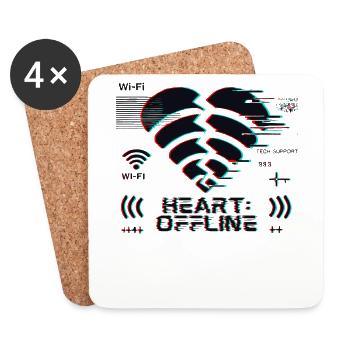 Heart: Offline – Glitch Corrupt Heart Connection - Coasters (set of 4) - white - Front