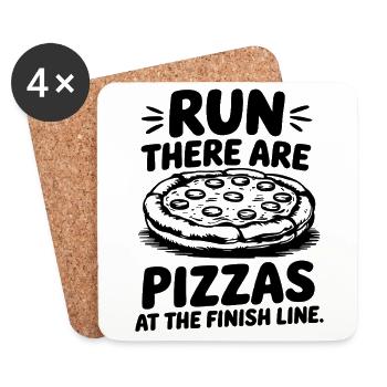 Laufe, Pizza Am Ziel Für Marathonläufer - Untersetzer (4er-Set) - Weiß - Vorne