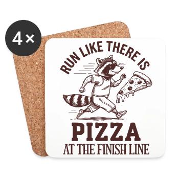 Marathoniens : courez comme si la pizza avait franchi la ligne d’arrivée - Dessous de verre (lot de 4) - blanc - Devant