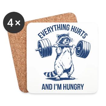 Gym Sport Weightlifting Raccoon - Coasters (set of 4) - white - Front