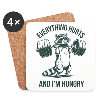 Fitness Gym Sport Weightlifting Raccoon Humor - Coasters (set of 4) - white - Front