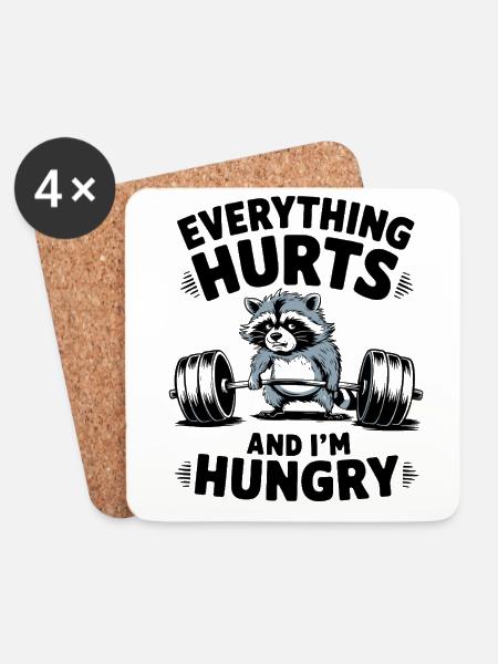 Alles Tut Weh Und Ich Bin Hungrig Fitness Gym - Untersetzer (4er-Set) - Weiß