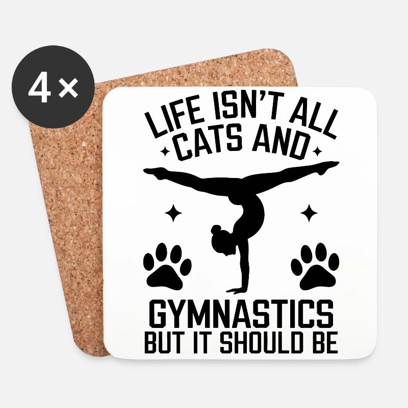 Turnen Spruch Katzen Lustiges Turnen Geschenk - Untersetzer (4er-Set) - Weiß