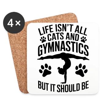 Gymnastique Dire Chats Drôle Gymnastique Cadeau - Dessous de verre (lot de 4) - blanc - Devant