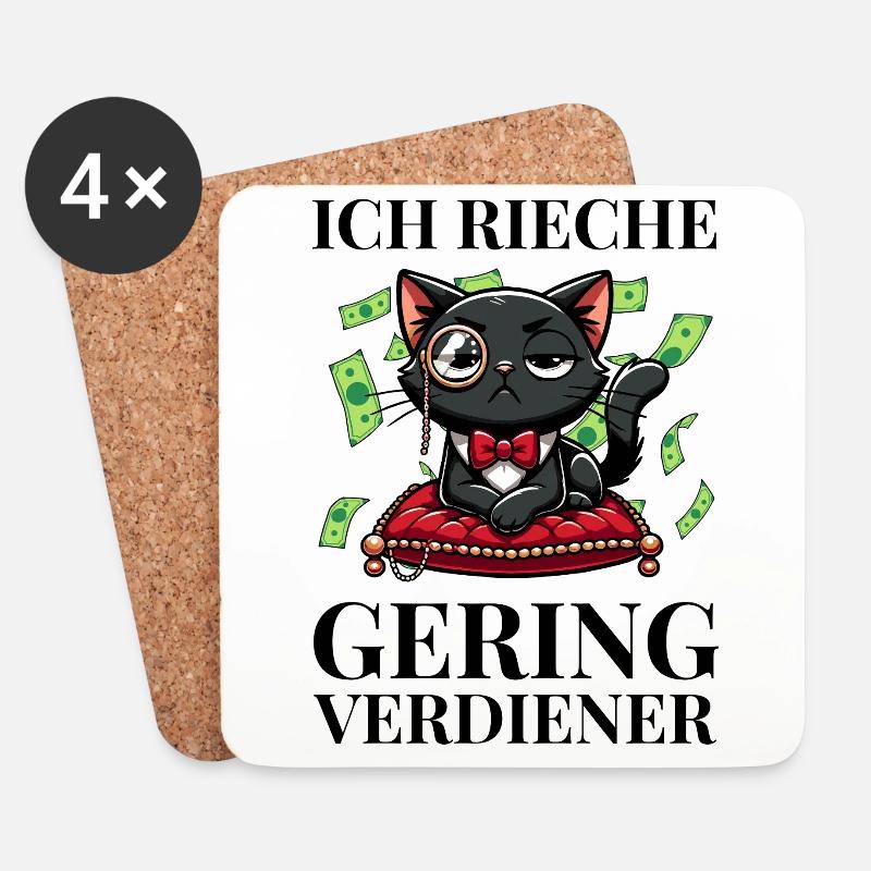 Ich rieche Geringverdiener Meme – Geldkatze Spruch - Untersetzer (4er-Set) - Weiß