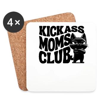 Kickass Moms Club - Coole Katze Loki für Muttertag - Untersetzer (4er-Set) - Weiß - Vorne