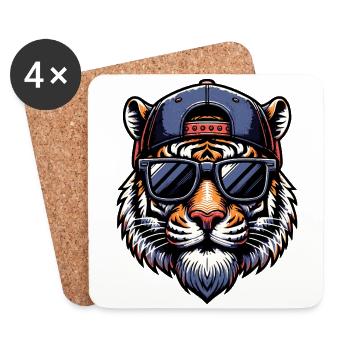 Cool Tiger – street style with bite - Coasters (set of 4) - white - Front