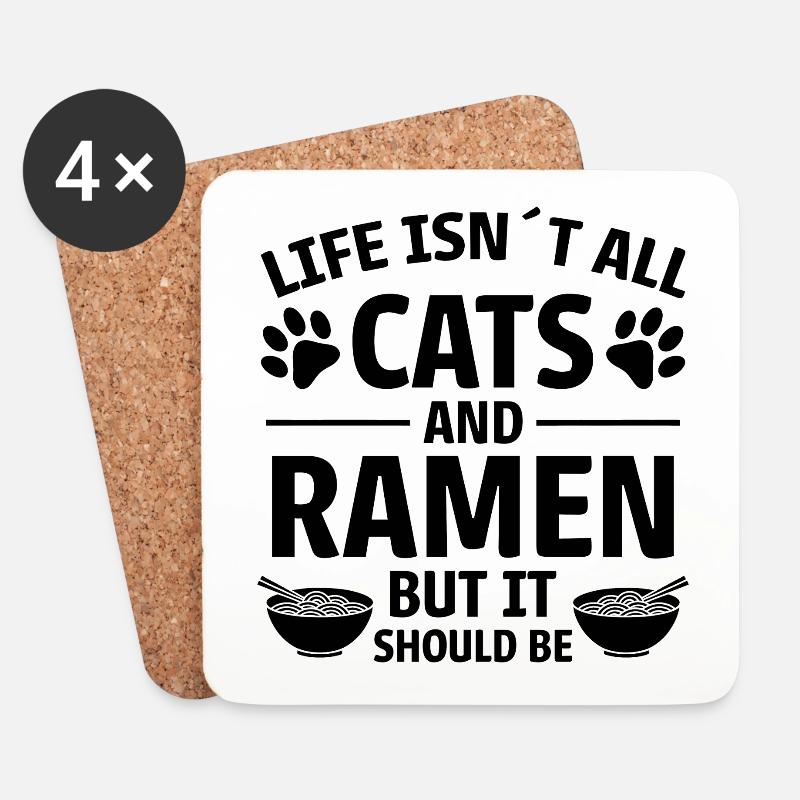 Ramen Katze Anime Lustiges Kawaii Ramen Geschenk - Untersetzer (4er-Set) - Weiß