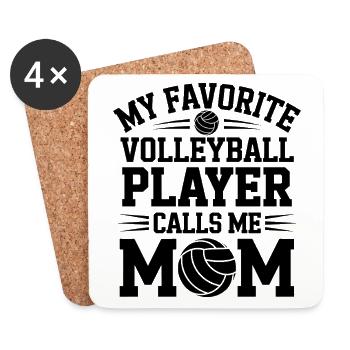 volley-ball dire drôle de cadeau de volley-ball - Dessous de verre (lot de 4) - blanc - Devant