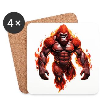 Gorilla - Untersetzer (4er-Set) - Weiß - Vorne