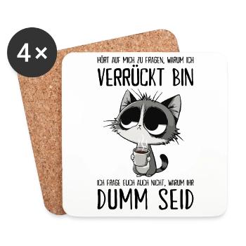 Grummelige Kaffee-Katze für Morgenmuffel - Untersetzer (4er-Set) - Weiß - Vorne