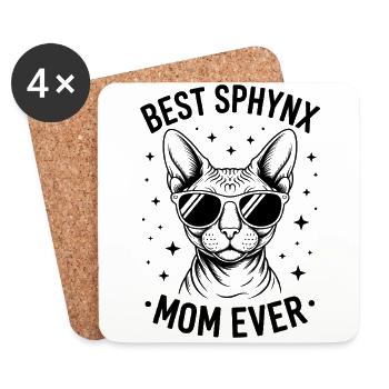 Chat Sphynx Disant Drôle Chat Sphynx Cadeau - Dessous de verre (lot de 4) - blanc - Devant
