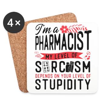 Pharmacy Tech Technician - Coasters (set of 4) - white - Front
