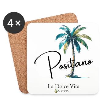 Positano Palm Tree Holiday Beach Lemon Summer Italia - Coasters (set of 4) - white - Front