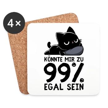 99 % Egal – Chillende Katze Null Interesse - Untersetzer (4er-Set) - Weiß - Vorne