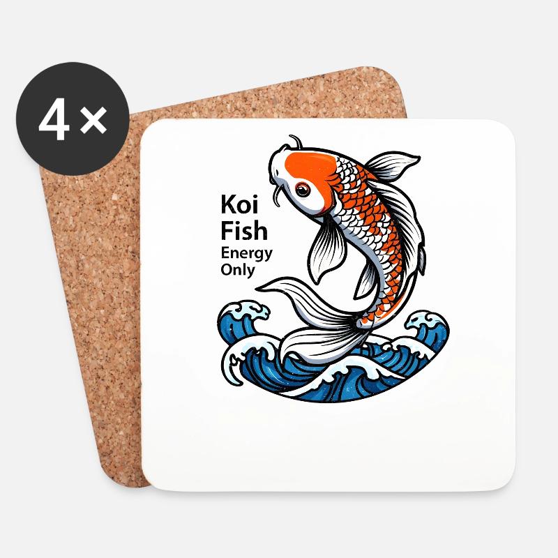 Koi Fisch Spruch - Untersetzer (4er-Set) - Weiß