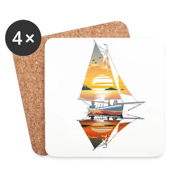 Segelboot Sonnenuntergang: Freiheit Am Meer - Untersetzer (4er-Set) - Weiß - Vorne