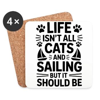 Sailing Saying Cats Sailor Cat Sailing Gift - Coasters (set of 4) - white - Front