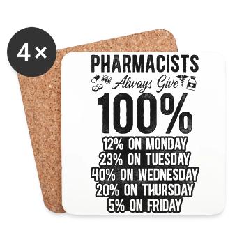 Pharmacy Tech Technician - Coasters (set of 4) - white - Front